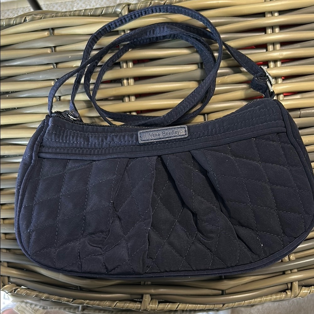 Vera Bradley Blue Quilted Shoulder Bag with Geometric Pattern
